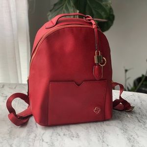 **SOLD** SAMSONITE RED LEATHER WOMEN'S BACKPACK